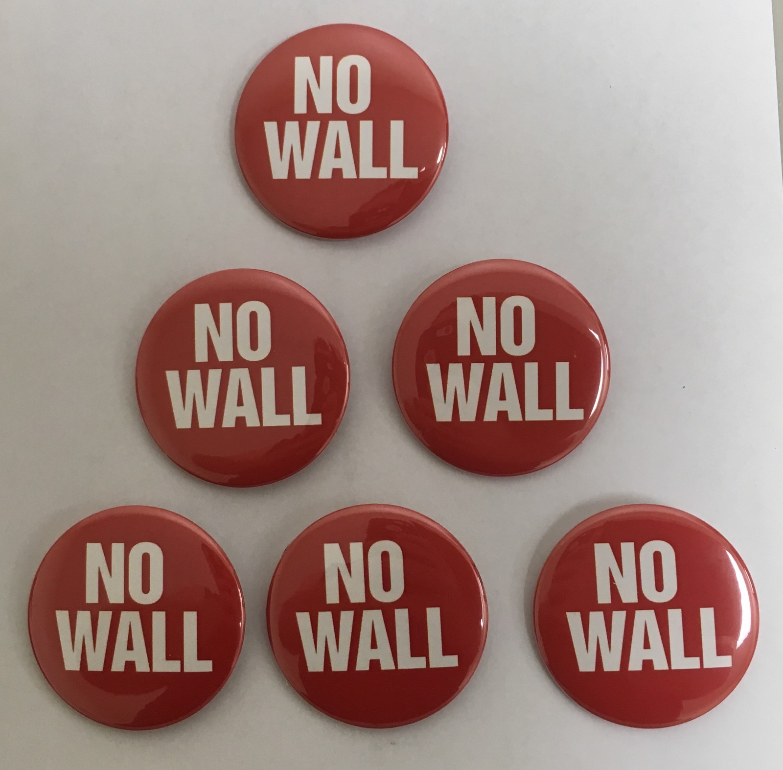 NO Wall Red and White Set of 6 Buttons (NOWALL-701)