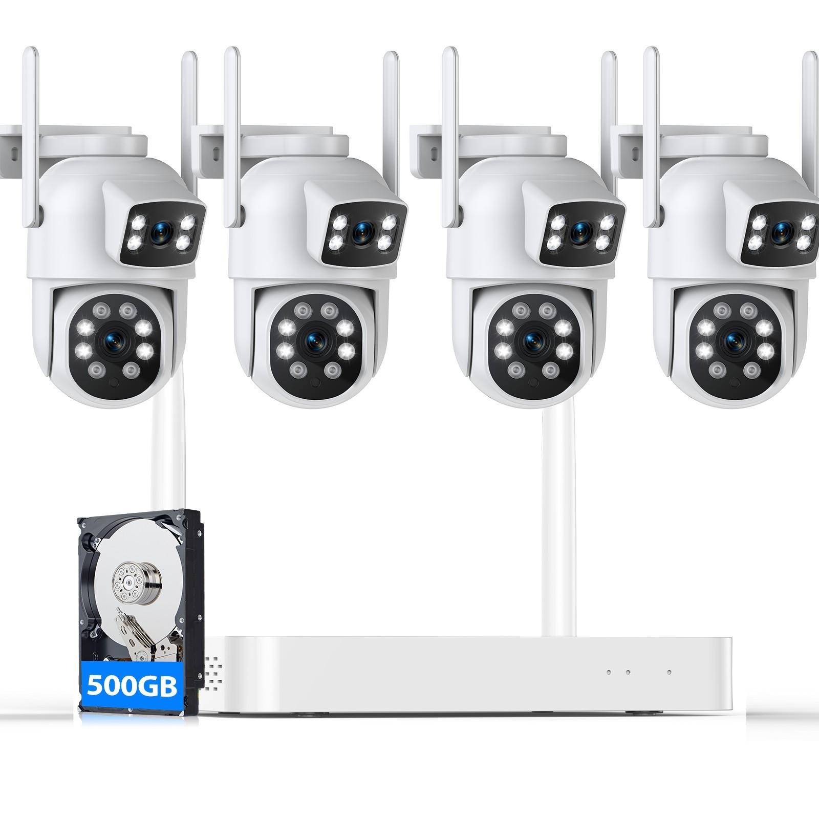 Wireless Security Camera System Outdoor PTZ 360° View IP66 Night Vision CCTV Kit