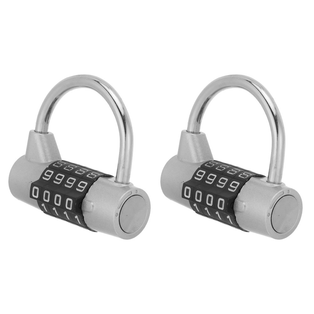 2Pcs Lightweight Keyless 4 Digit Locker Lock with Durable Metal Case Silver