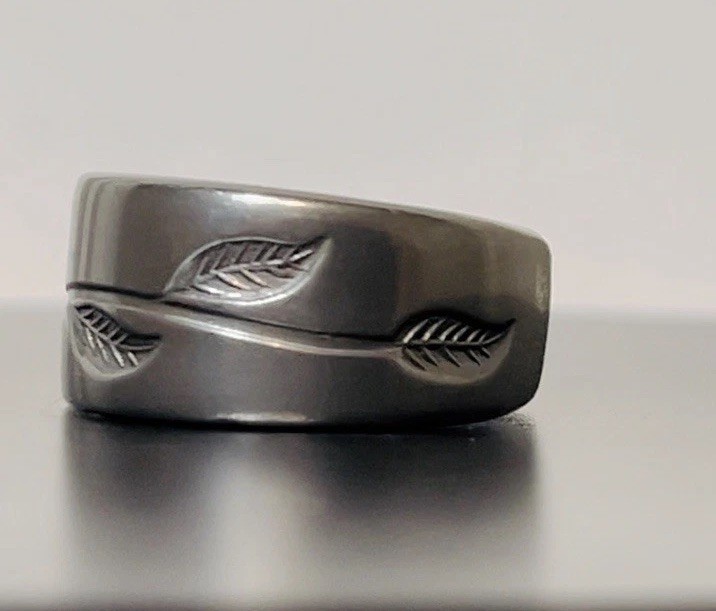 Handcrafted Spoon Rings Leaves Design