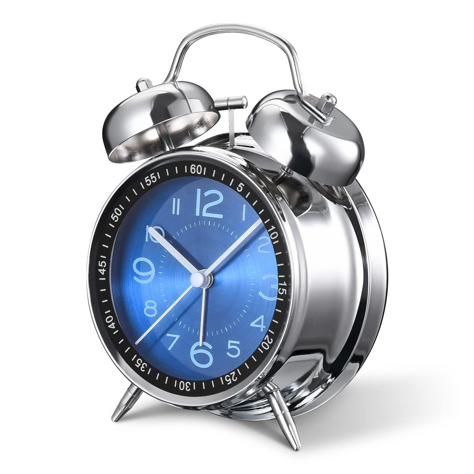 Cadmos Loud Alarm Clock for Heavy Sleepers Adults,Retro 4 Inch Silent Blue
