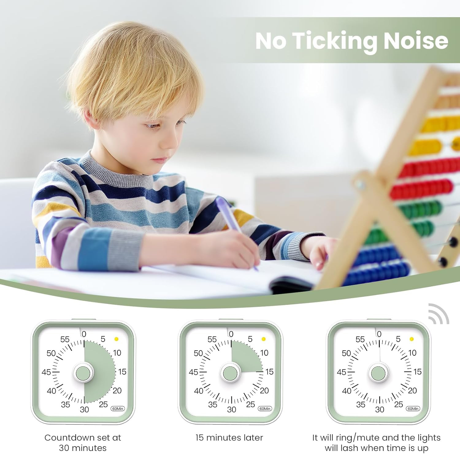 Visual Timer for Kids with Pause Function, 60 Minute Countdown Timer for Kids De