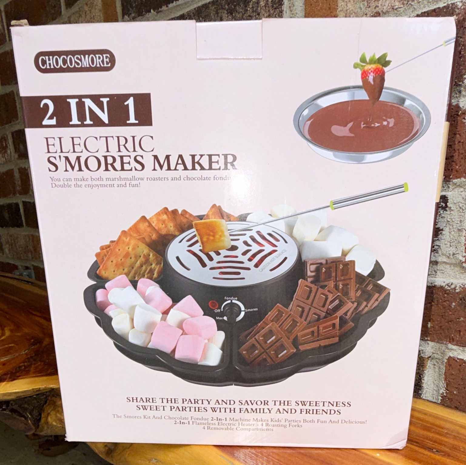 CHOCOSMORE 2-in-1 Electric S'mores & Chocolate Fondu Maker Kit - BRAND NEW
