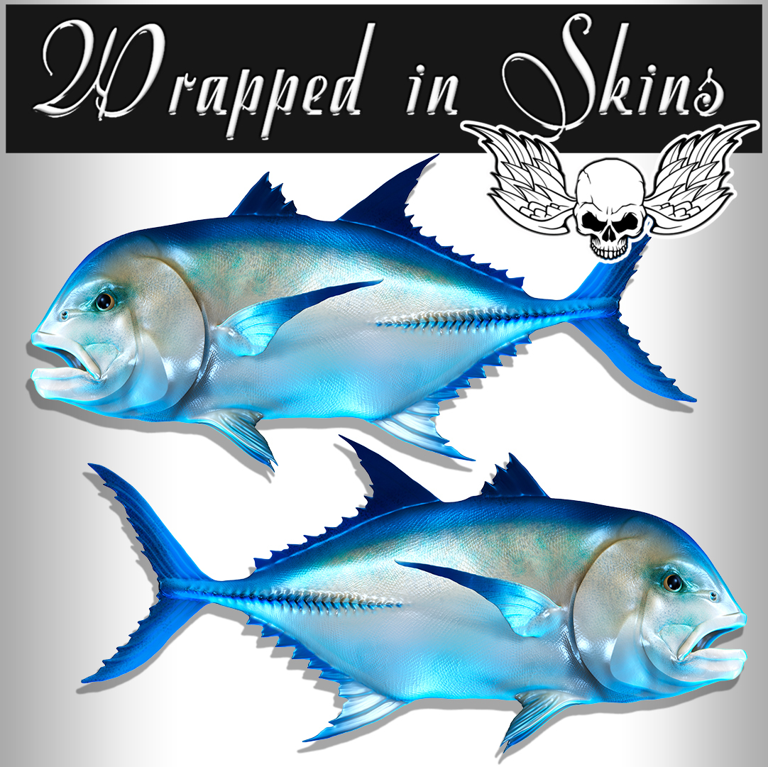 Giant Trevally Decals Fish Stickers Tackle Box RV Truck Trailer AFP-0019