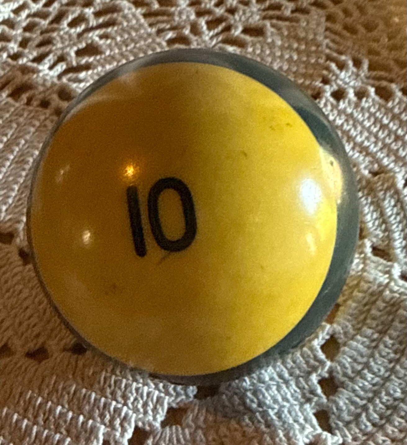 Vintage Striped # 10 Ball Billiard Pool ball yellow