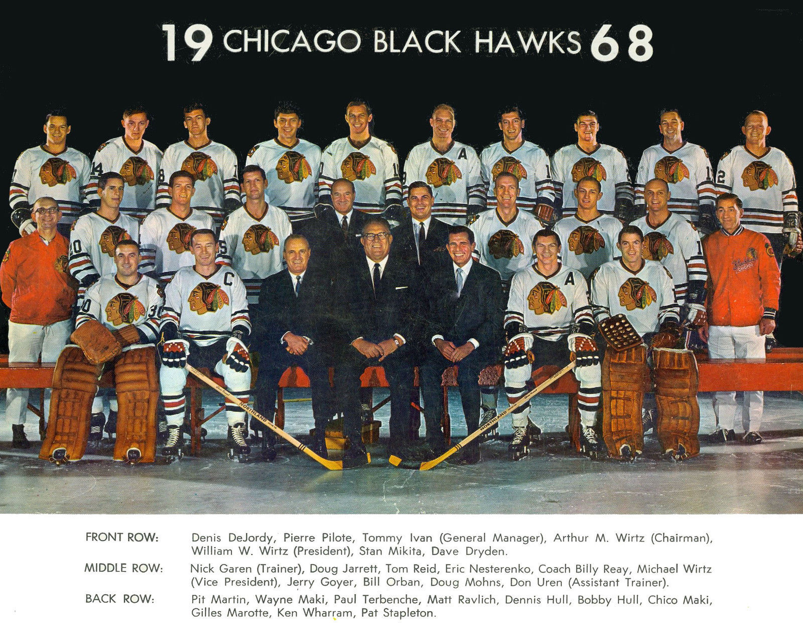 1967-68 CHICAGO BLACKHAWKS 8X10 TEAM PHOTO PICTURE NHL HOCKEY BLACK HAWKS