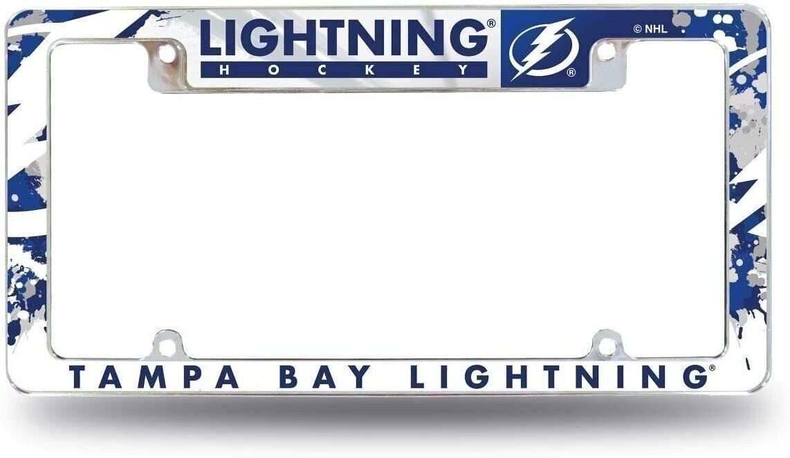 Tampa Bay Lightning Metal License Plate Frame Chrome Tag Cover, All Over...