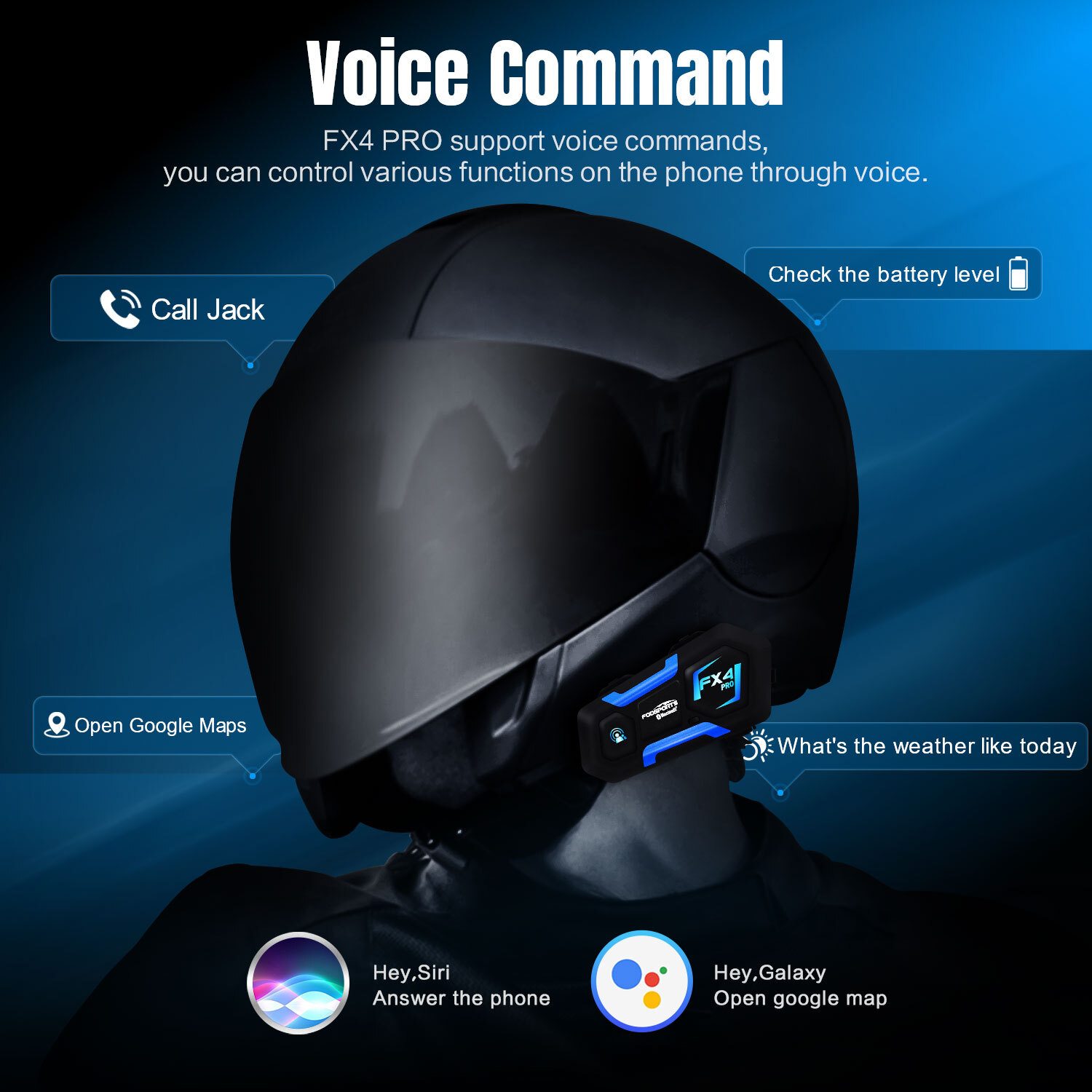 4X FX4 1KM Motorcycle Helmet Interphone 4Way Bluetooth Intercom Headset Wireless