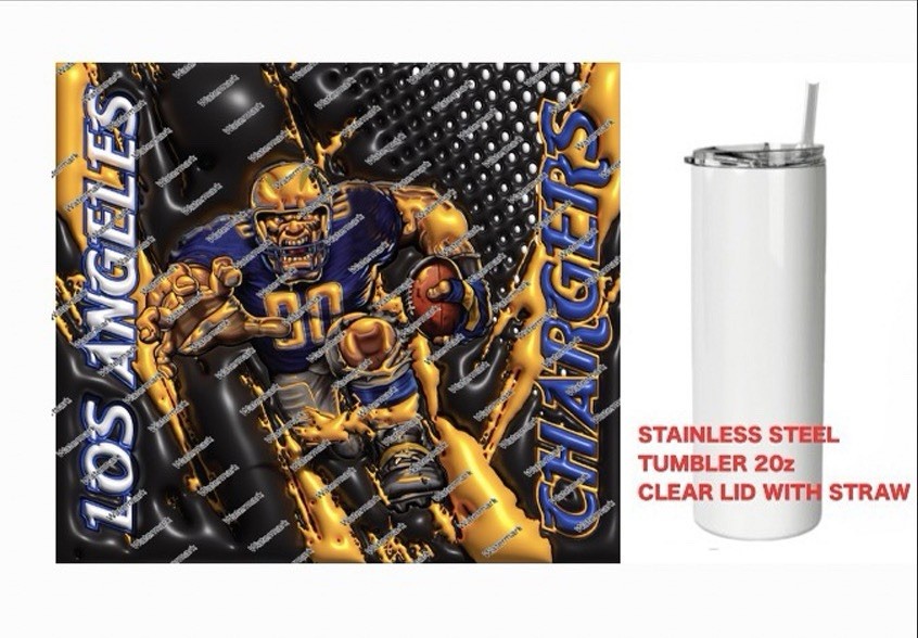 LA CHARGERS  - COLORFUL 3D - Tumbler 20 oz Stainless Steel