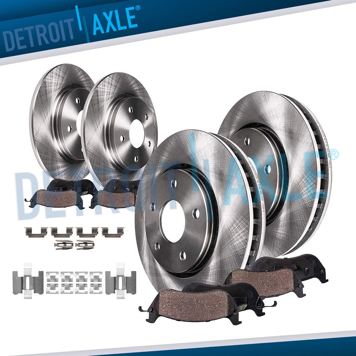 Front and Rear Disc Brake Rotors Ceramic Brake Pads for 1999-2004 Ford Mustang