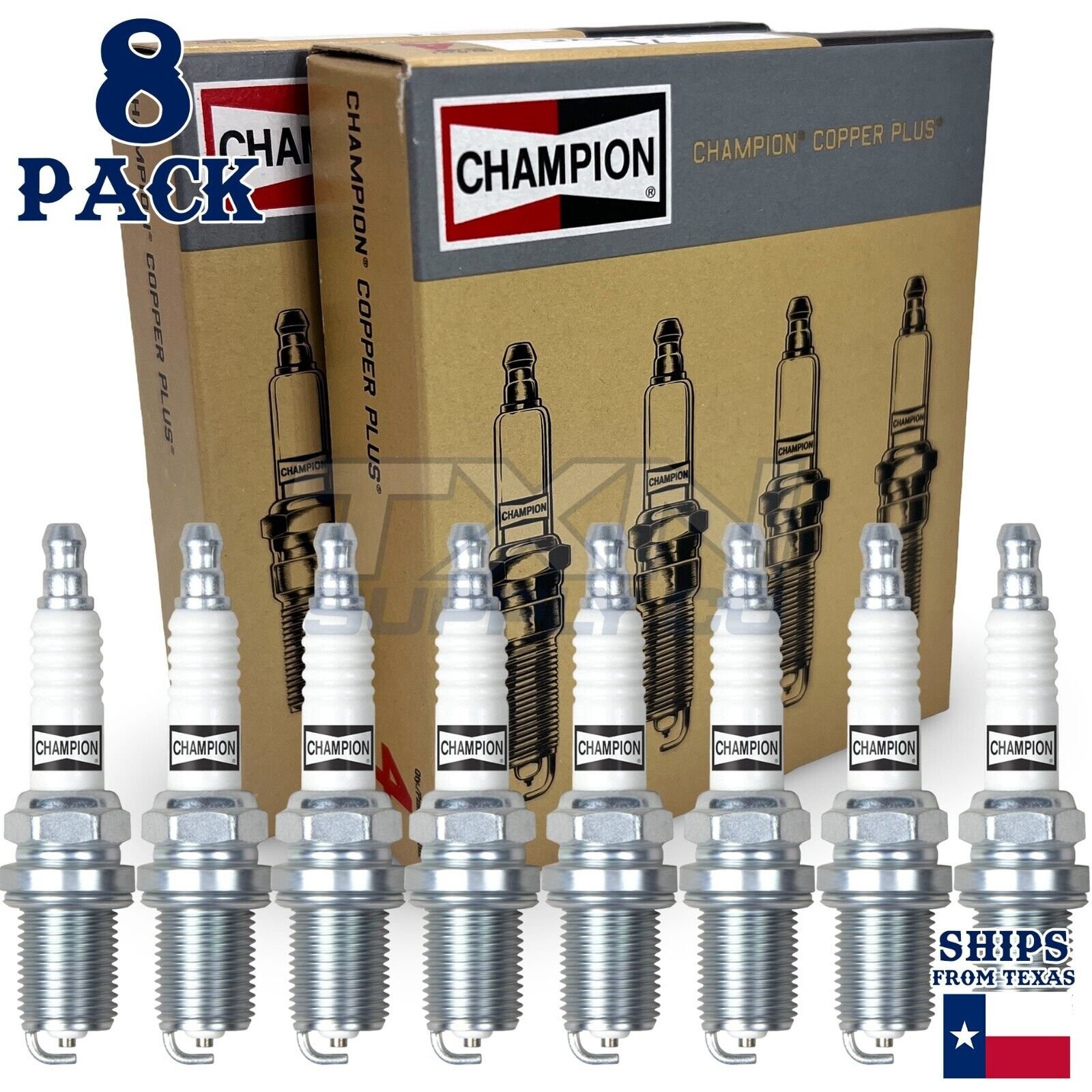 8 Pack Spark Plugs Champion Copper Set for CHEVROLET B7 1994-1997 V8-7.0L