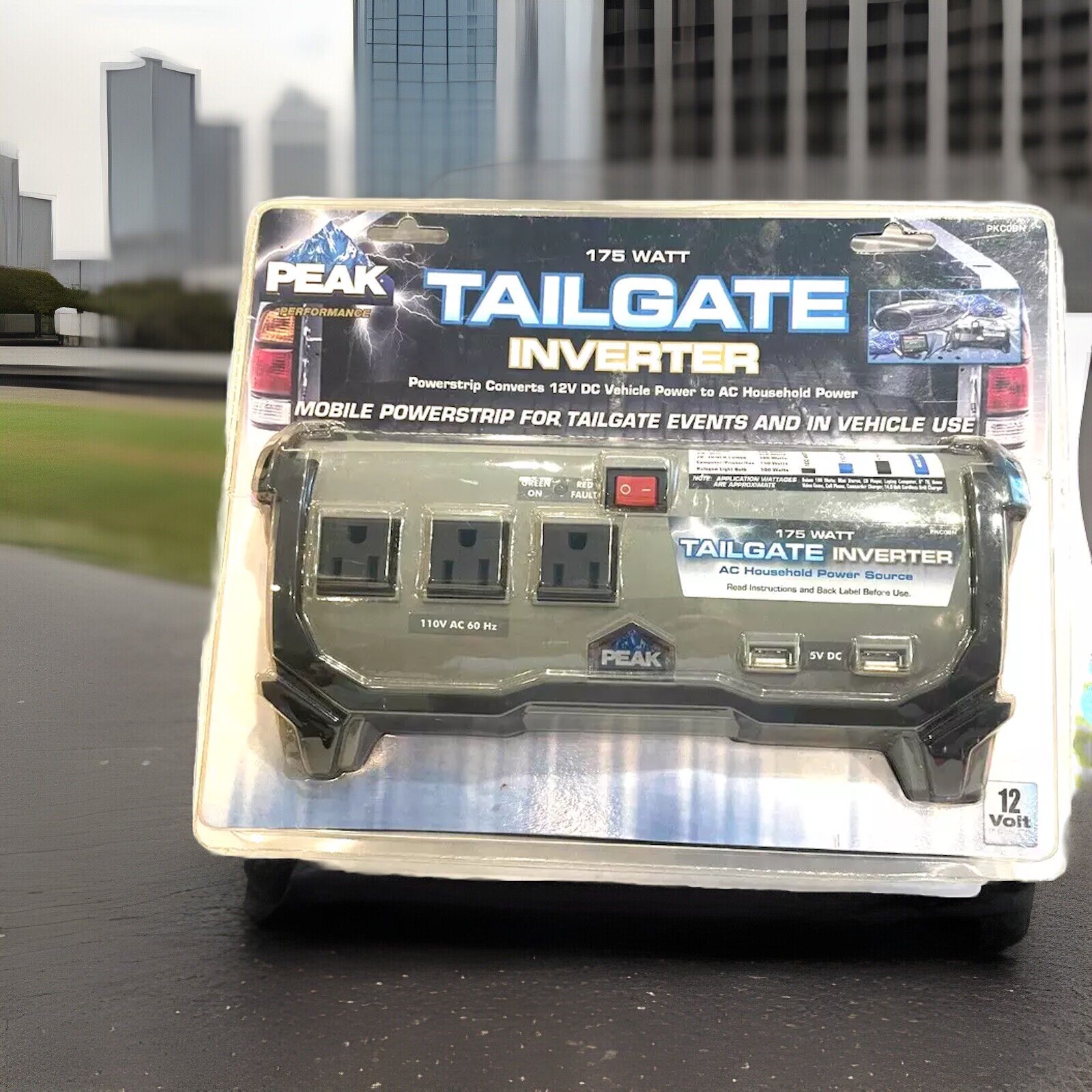 PEAK 175 WATT TAILGATE INVERTER PKC0BN Power Converts 12 V DC New