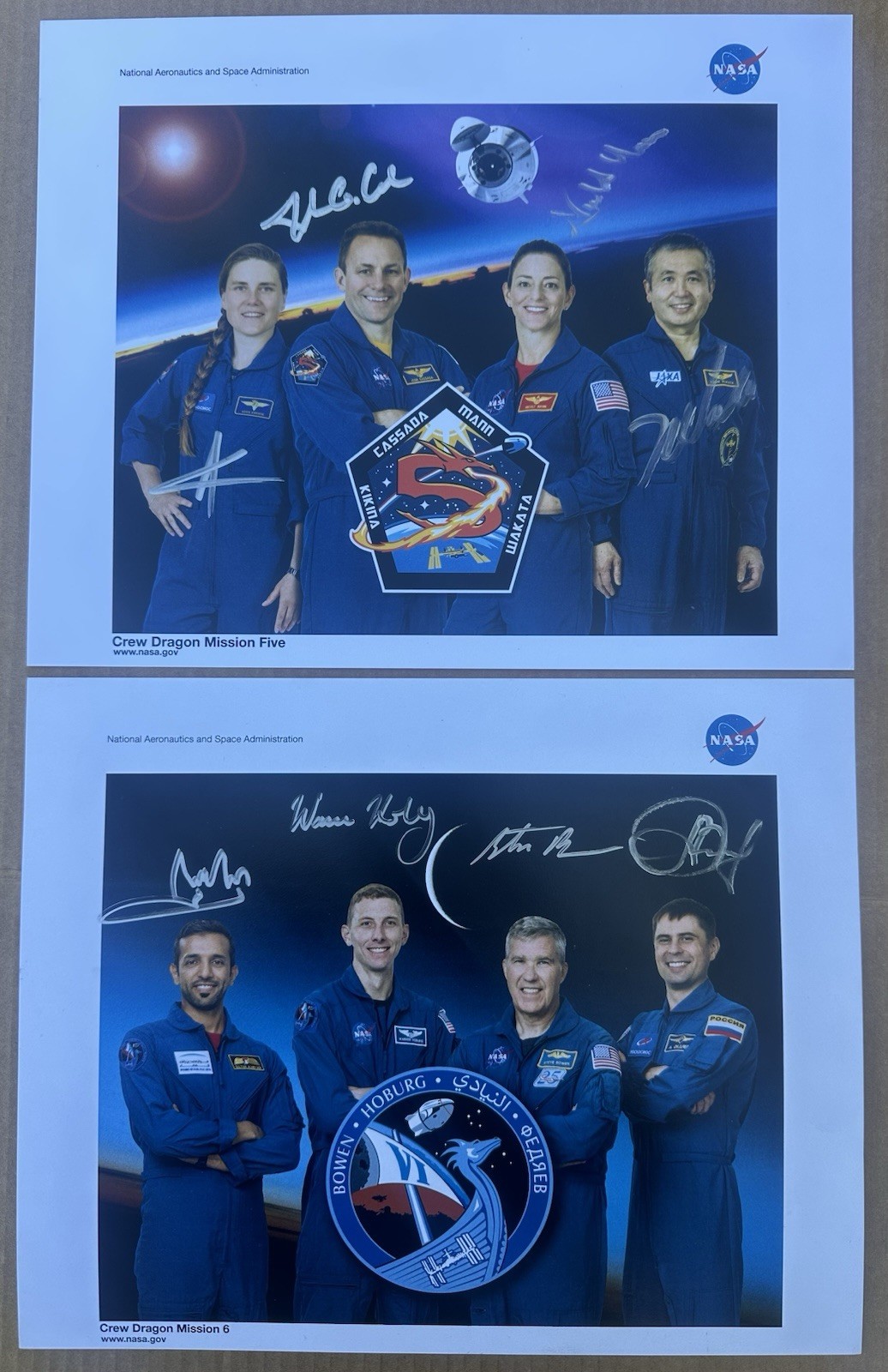 SpaceX Crew-5 & Crew-6 Signed Official NASA lithos