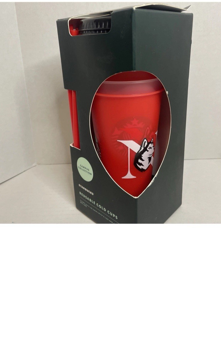 NWT Starbucks Campus Collection Reusable Cold Cups 5 Pack Northeastern Huskies