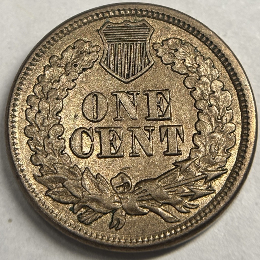 1863 Indian Head Cent . Nice Original Au+. Original Luster Remains