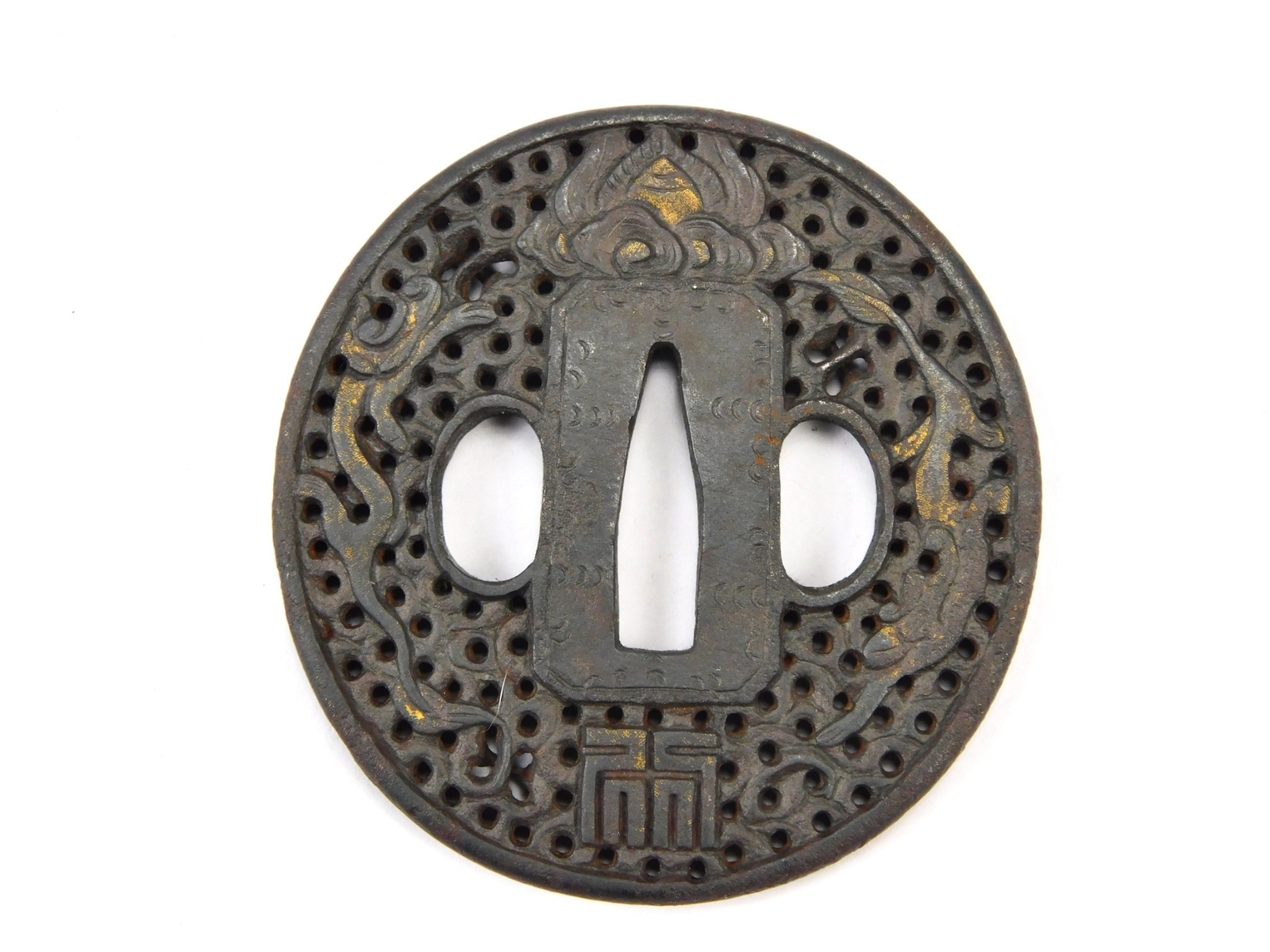 Antique Japanese Japan Katana Sword Metal Tsuba Parts F