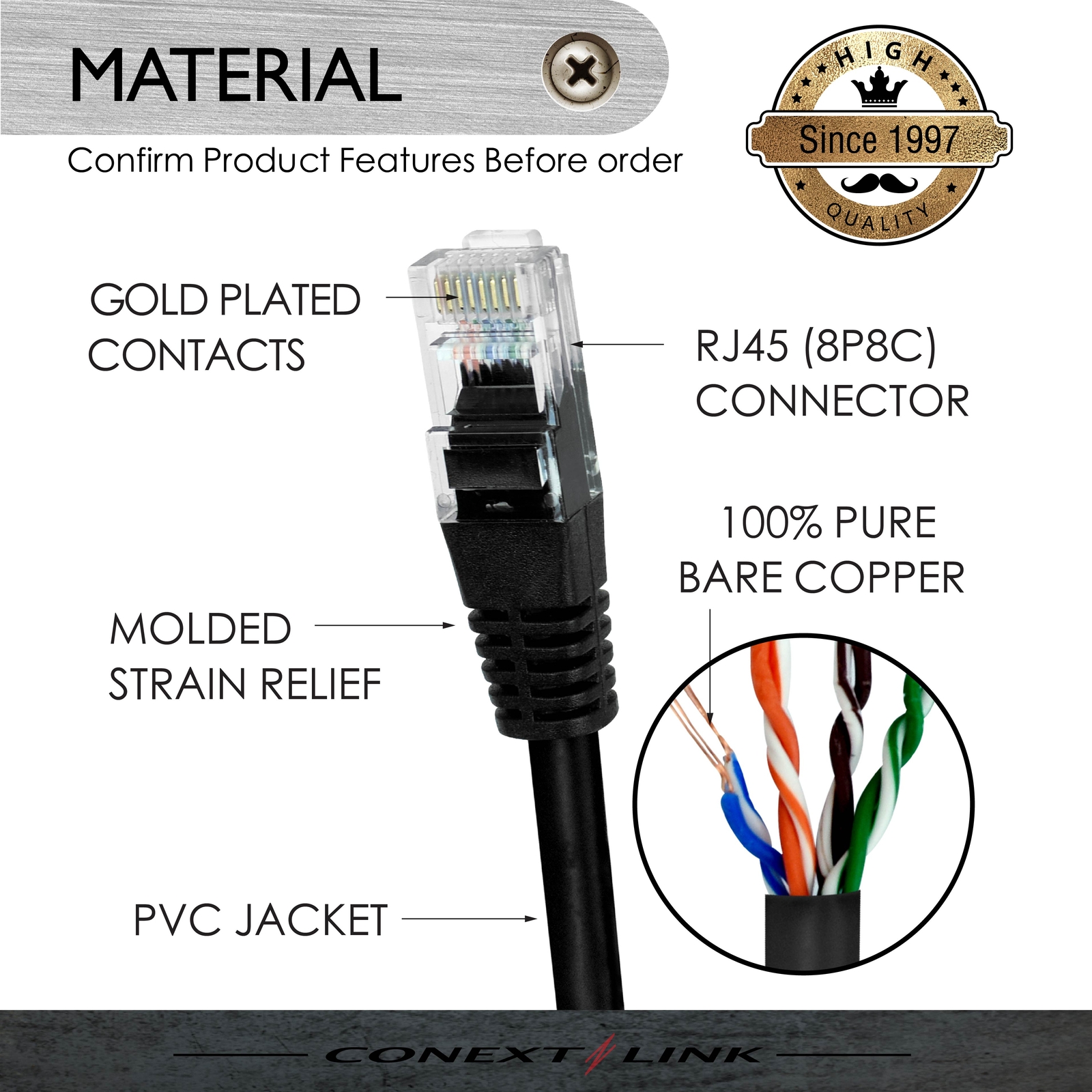 1x 1.5ft Black CAT5E Network Wire LAN Cable Patch Cord Ethernet Internet Router