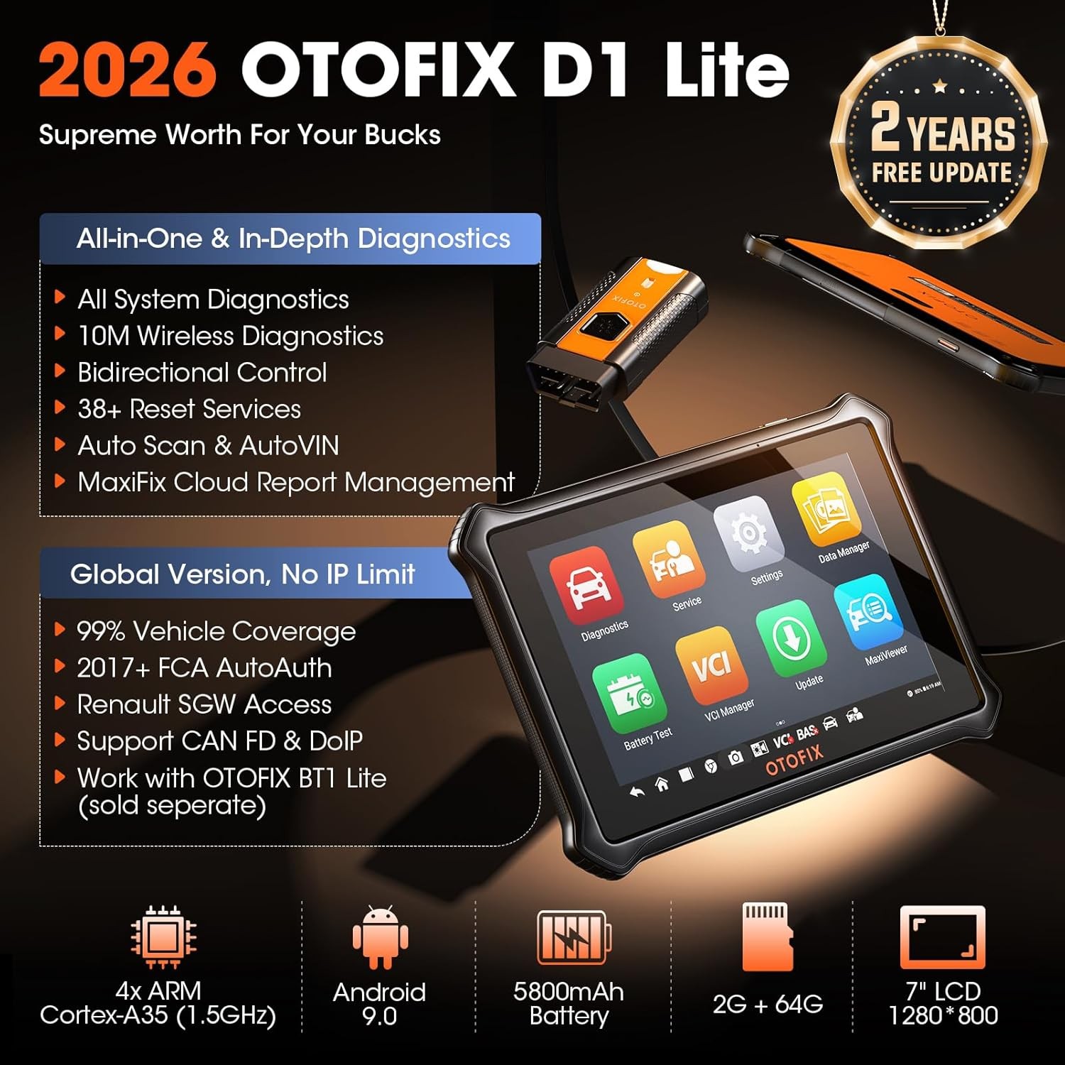 2026 OTOFIX D1 Lite Car Bidirectional Scanner Auto Full System Diagnostic Tool