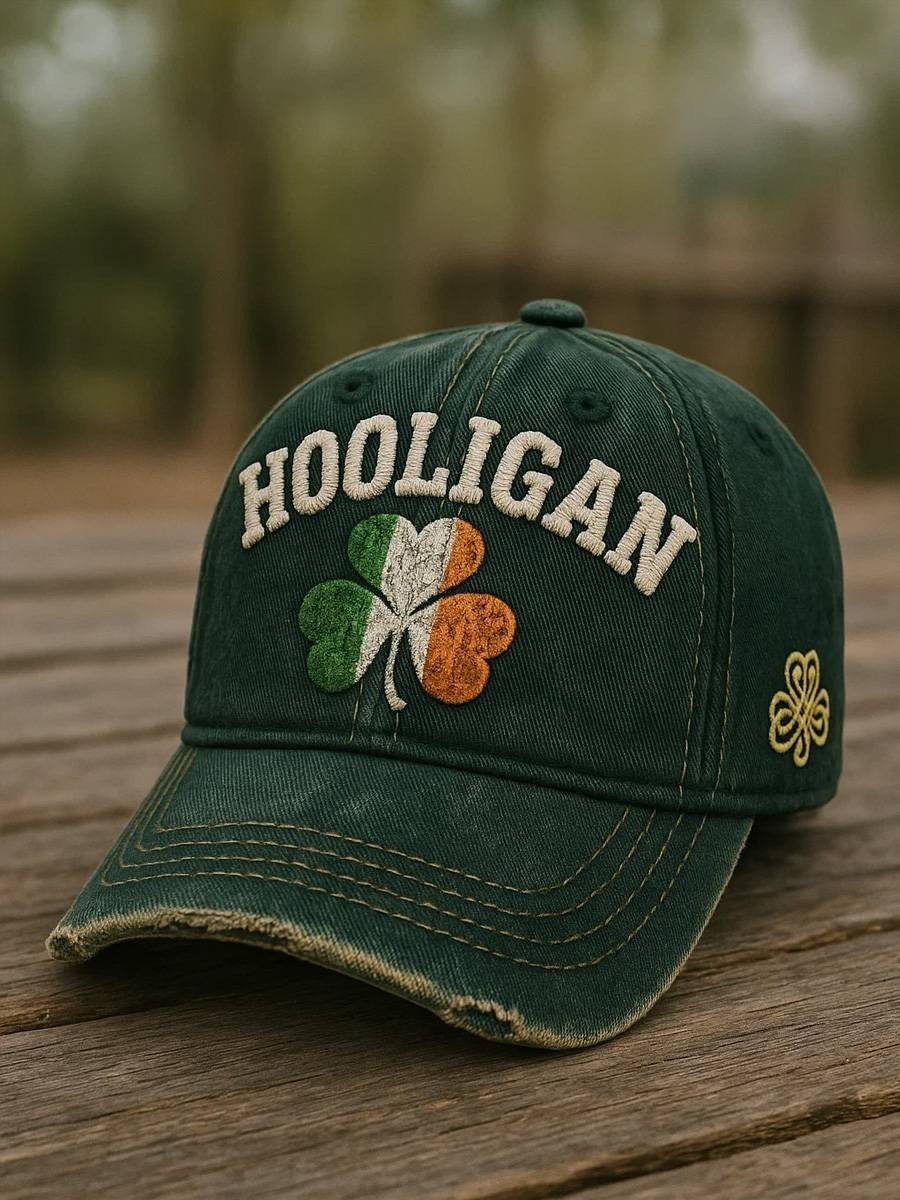 Green Hooligan Irish Shamrock Embroidered Dad Hat | St. Patrick’s Day Ireland