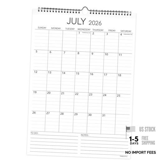 Calendar 2026-2027 Wall Calendar, July 2026 - December 2027, Large 12" x 17",