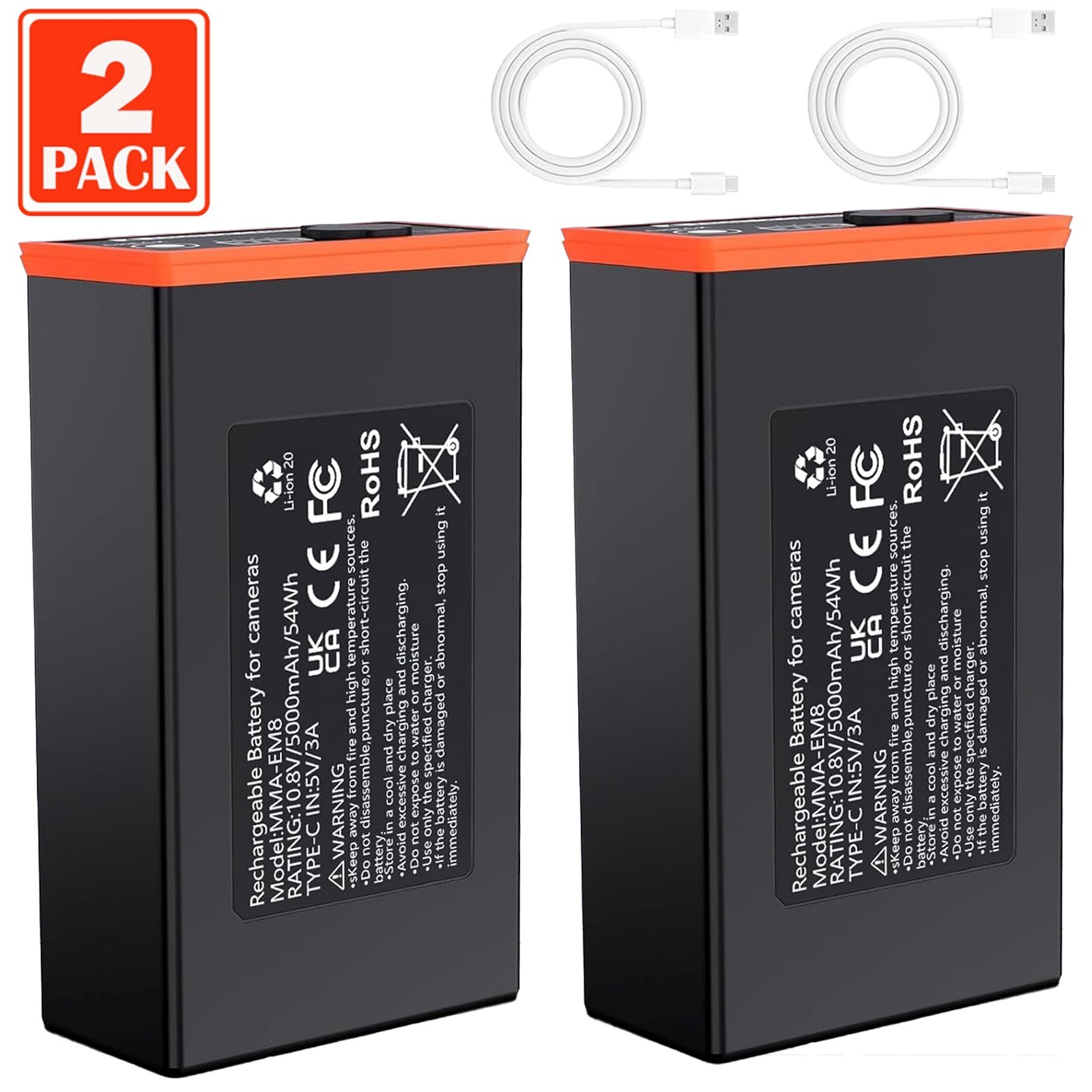 2Pack 5000mAh Battery for Moultrie Cellular Trail Cameras Edge 2/Edge 2 Pro/Edge