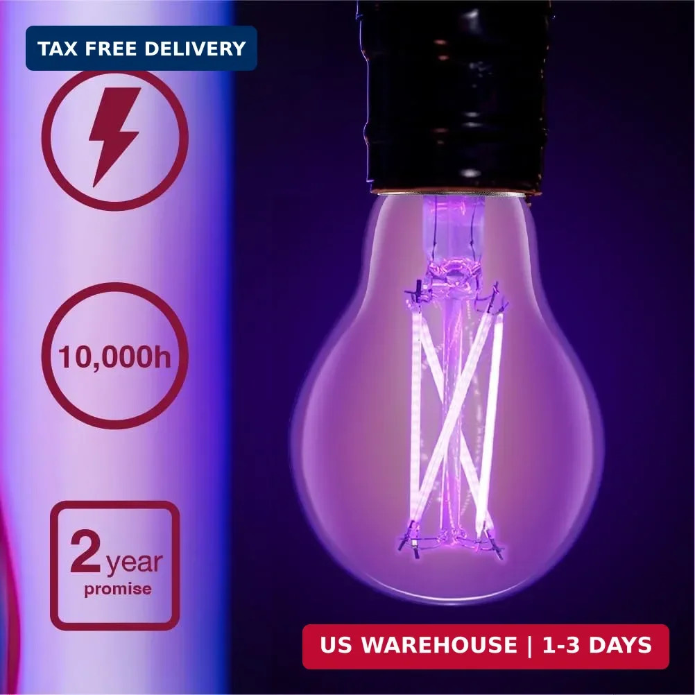 Sylvania Black Light LED Light Bulb, 7W, A19, Medium Base, Clear - 2 Pack (45052