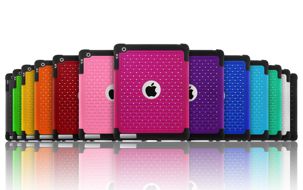 Luxurious Sparkly Studded Bling Diamond Hybrid Case Cover For Apple iPad 2 3 4