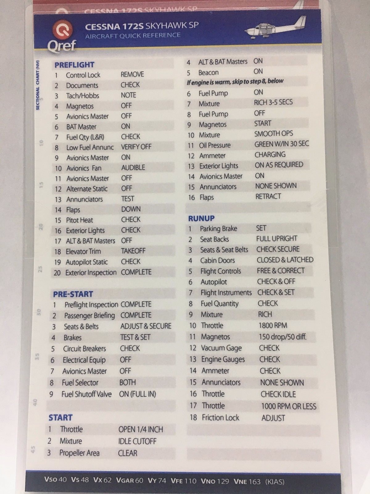 CESSNA 172S  SP QUICK REFERENCE CHECKLISTS by QREF 2 Card Set p/n CE-172S-2