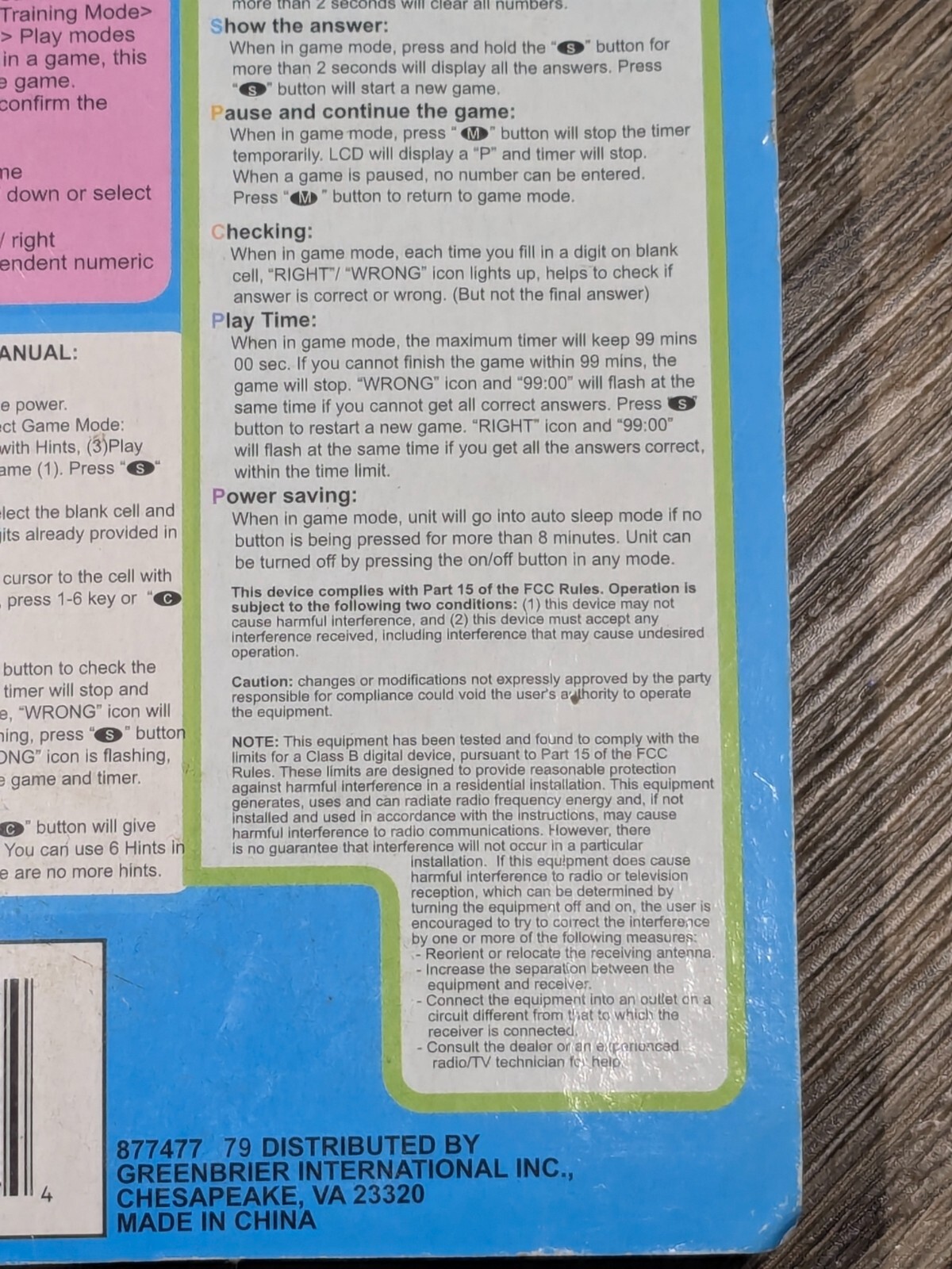 Mini Electronic Soduku game, in package