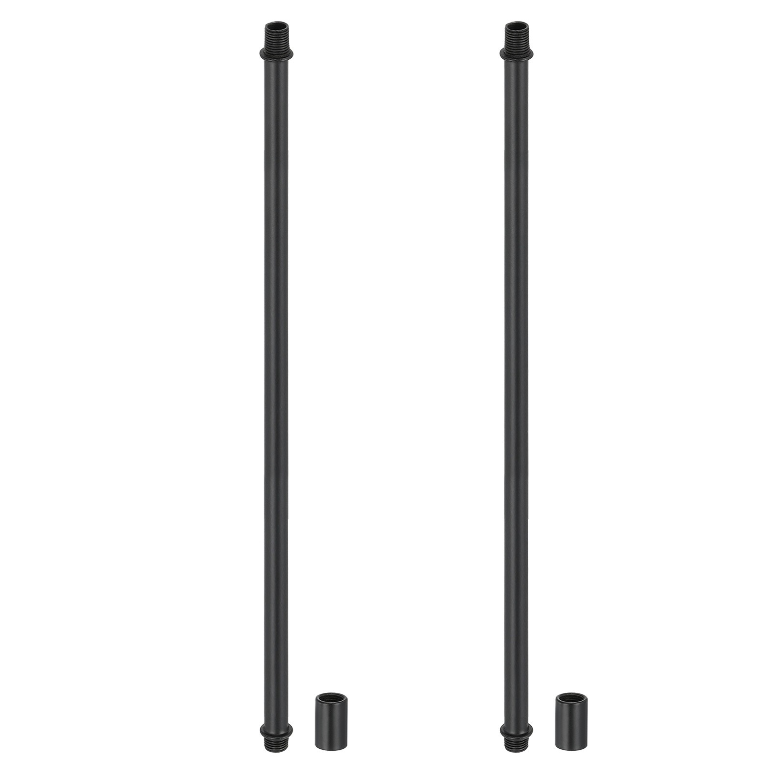 Straight Pipe Lamp Stems Rod Kit, M10 400mm Rod with Nut, Black 2 Set