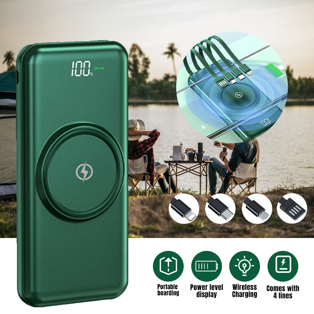 9000000mAh Power Bank Wireless Charging Potable Battery Charger for Cell Phone