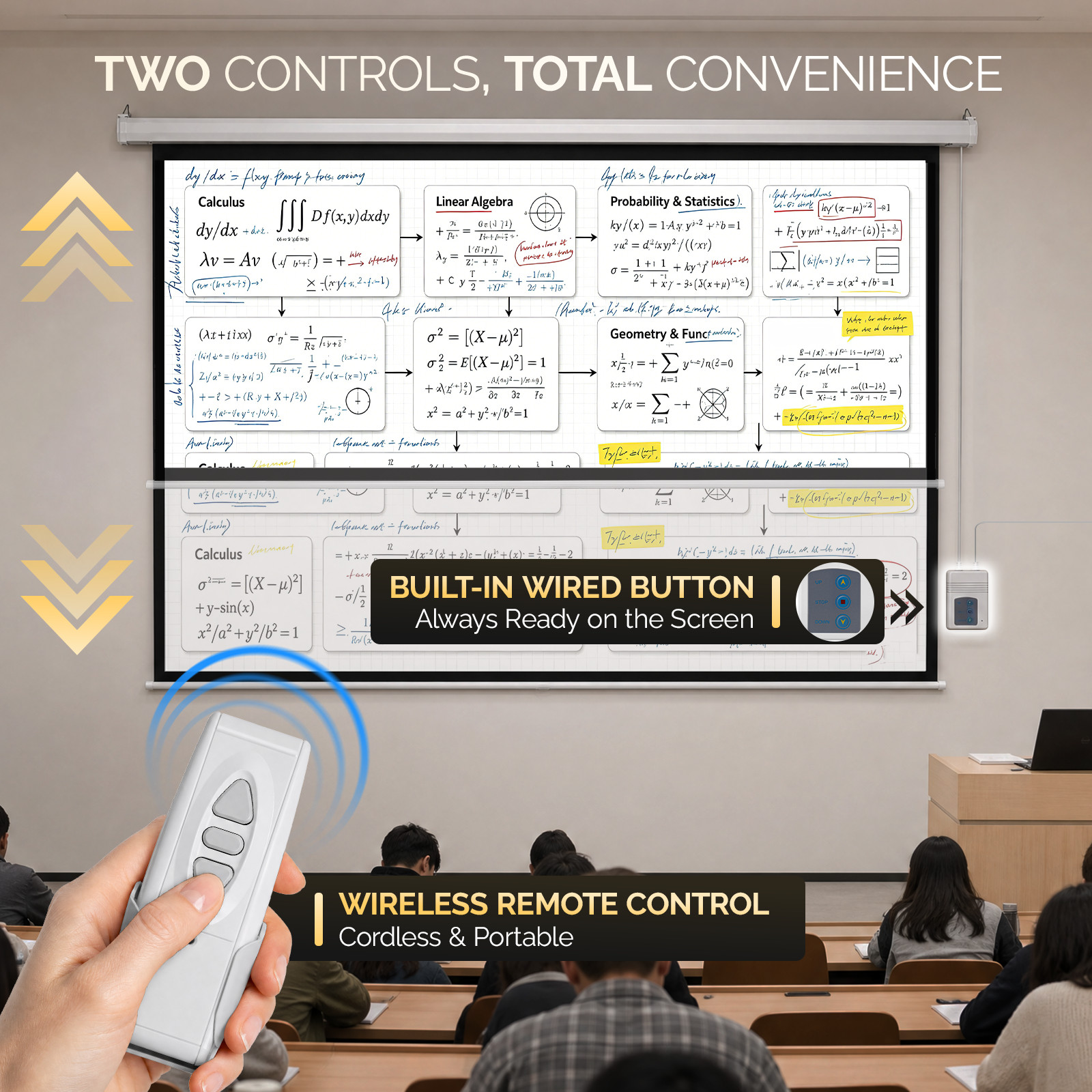 100" inch 16:9 HD Electric Motorized Projector Screen Projection Remote Control