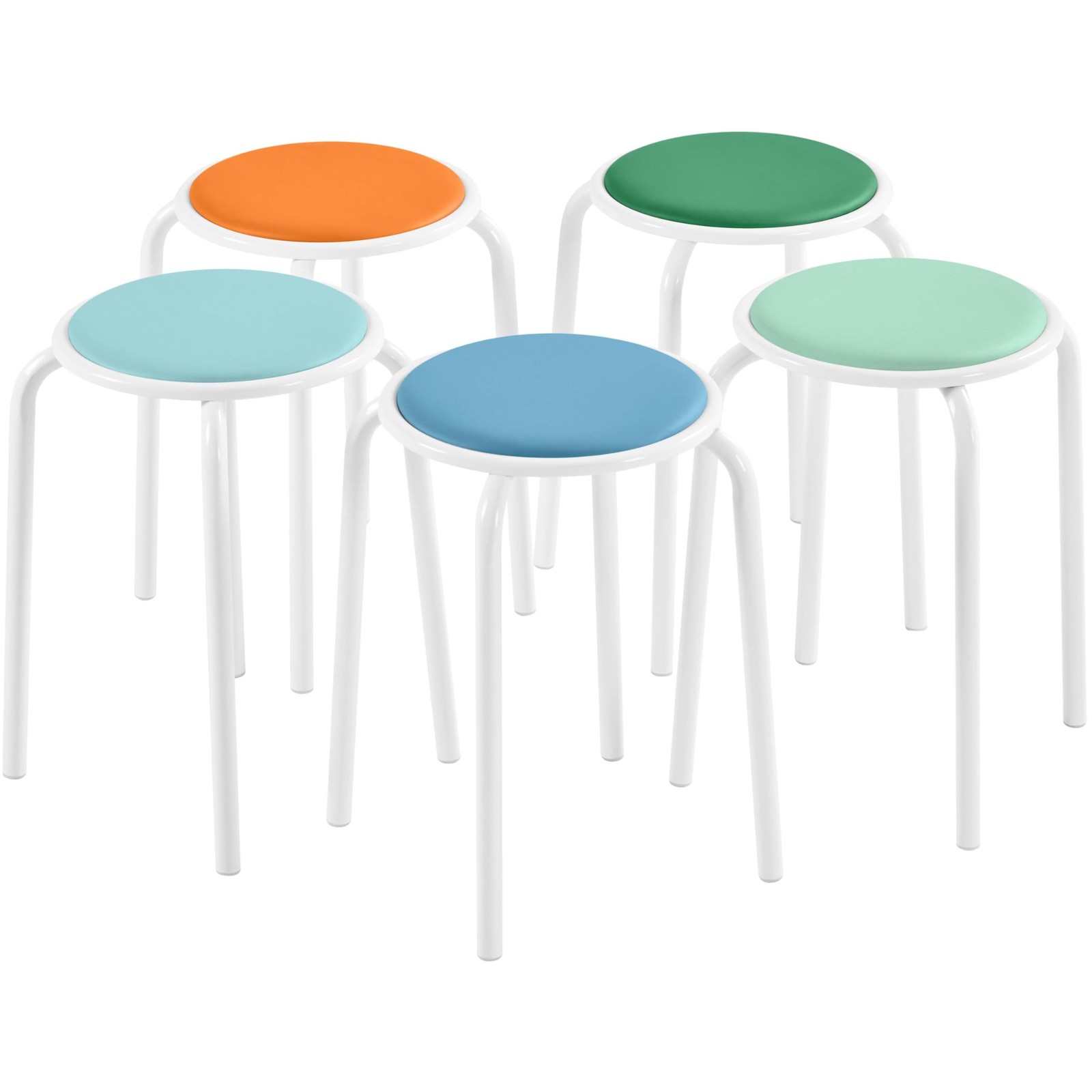 Stackable Stools Metal Leg Stools Backless Stools for Library Kitchen Home, 5Pcs