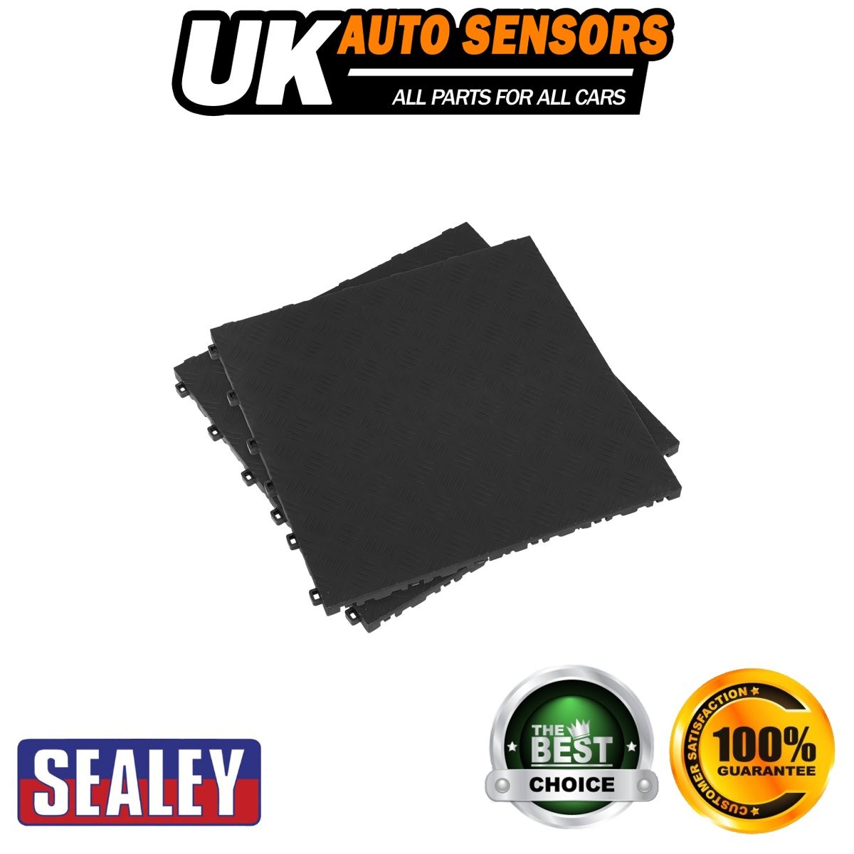 Sealey Polypropylene Floor Tile 400 x 400mm Black Treadplate Pack of 9 FT3B