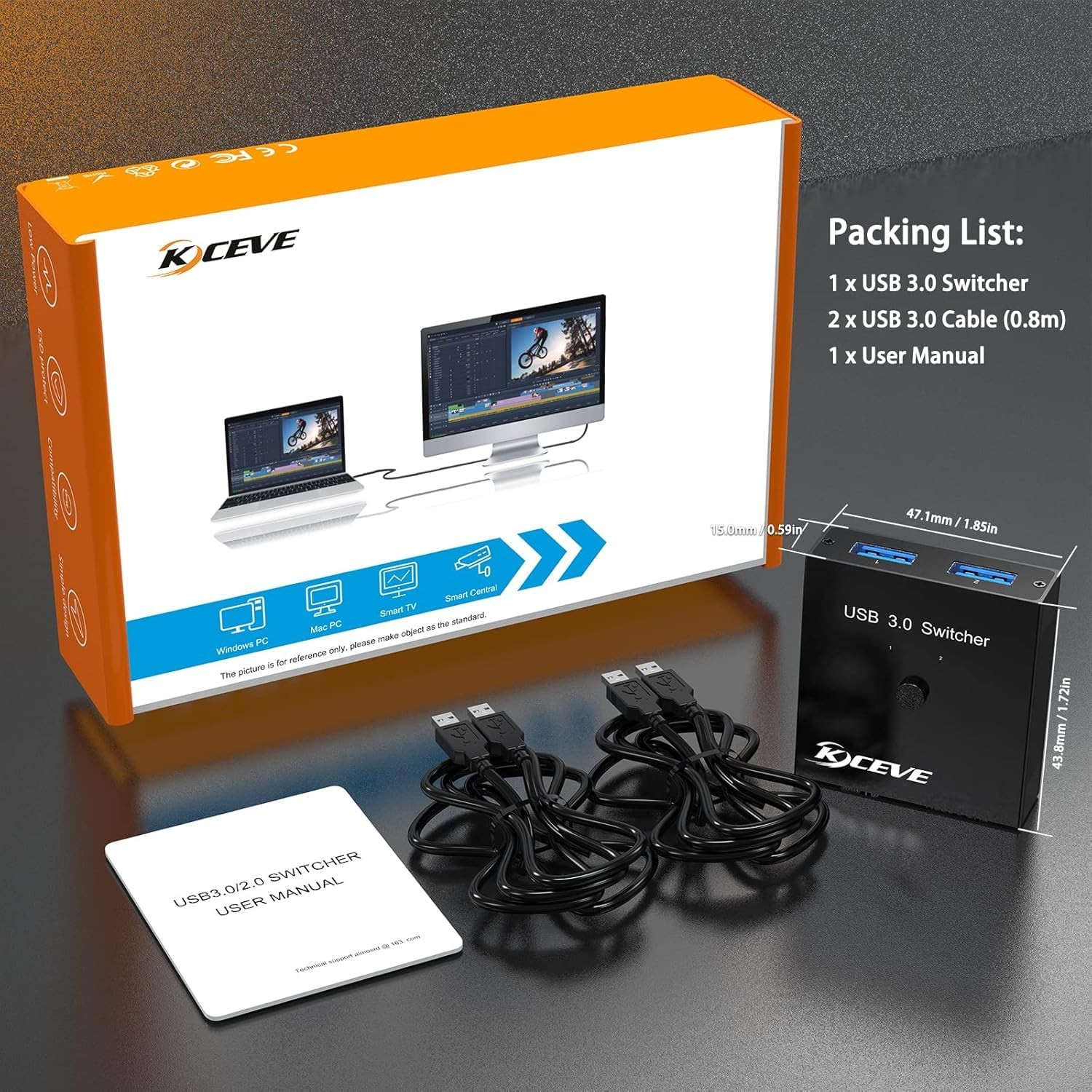 USB 3.0 Switch 2 in 2 Out for 2 Computers - Share Printer, Scanner, Mouse