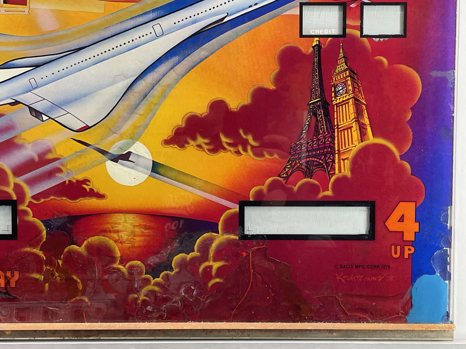 Bally Supersonic Pinball Machine Game Backglass ORIGINAL