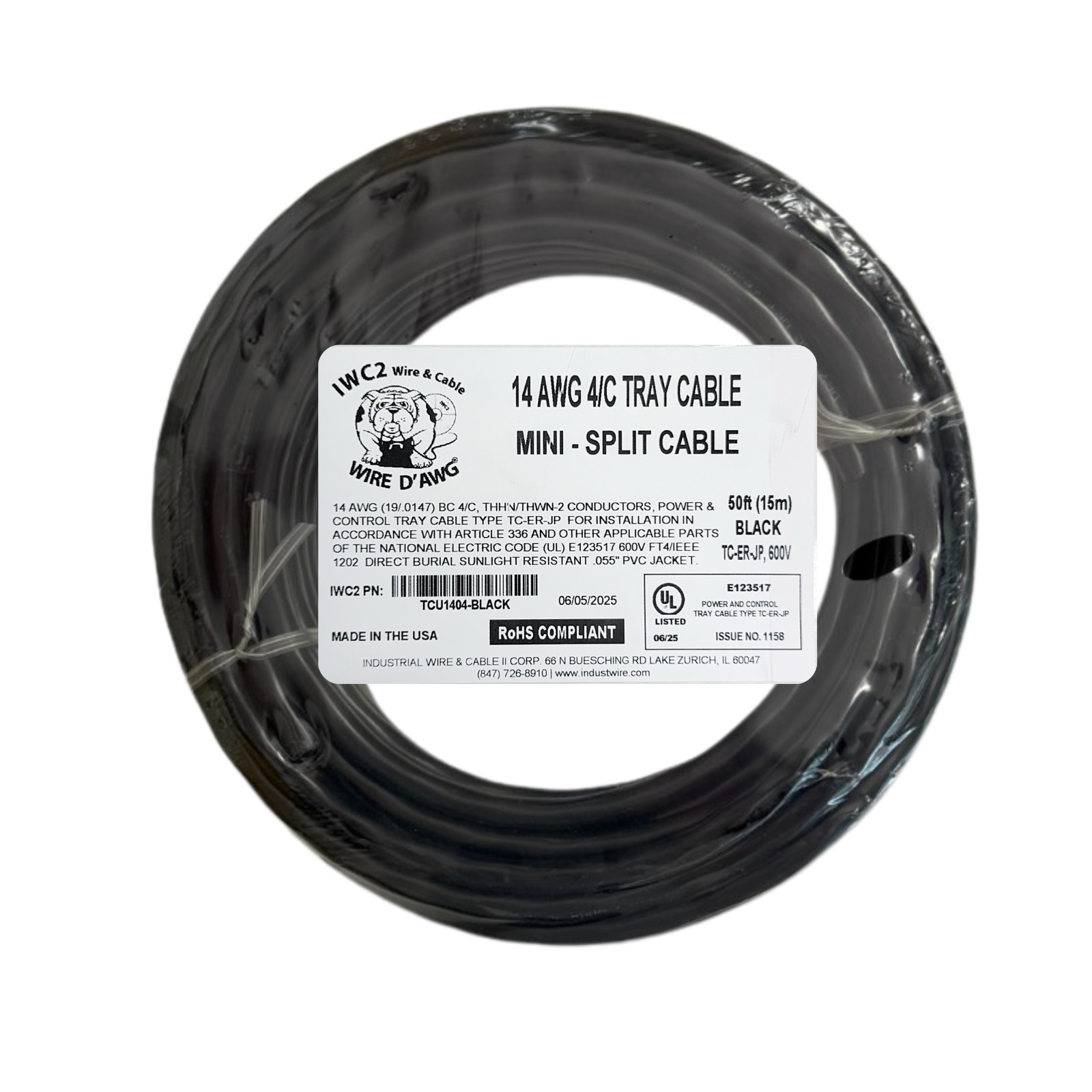 IWC MINI-SPLIT TRAY CABLE 14/4 STR THWN-2 600 VOLT   30 or 50 Feet
