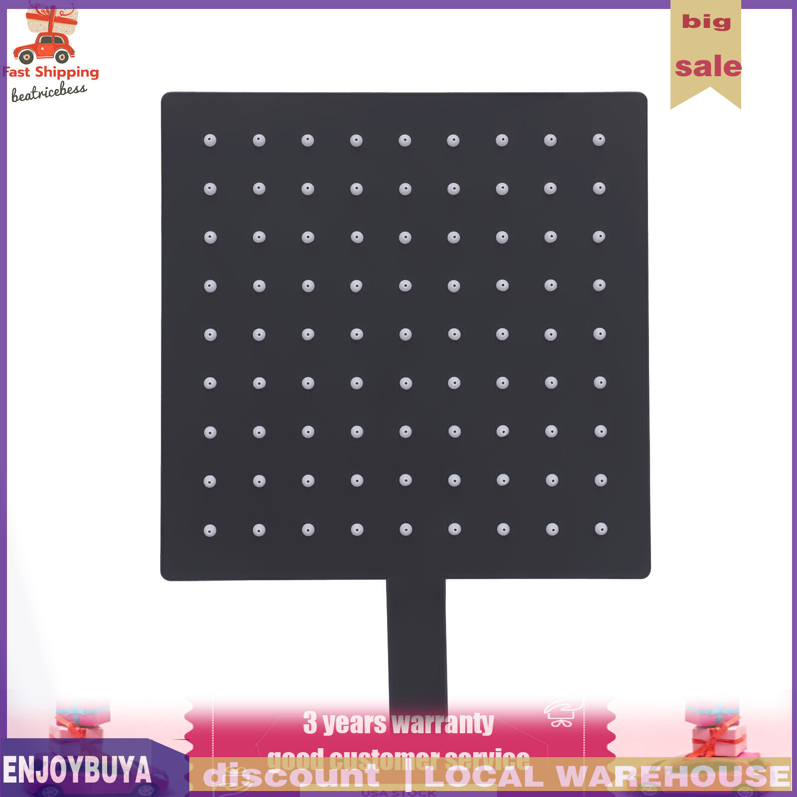 Shower Faucet Set System Rainfall Shower Head Handle Combo Kit Wall Mount Black