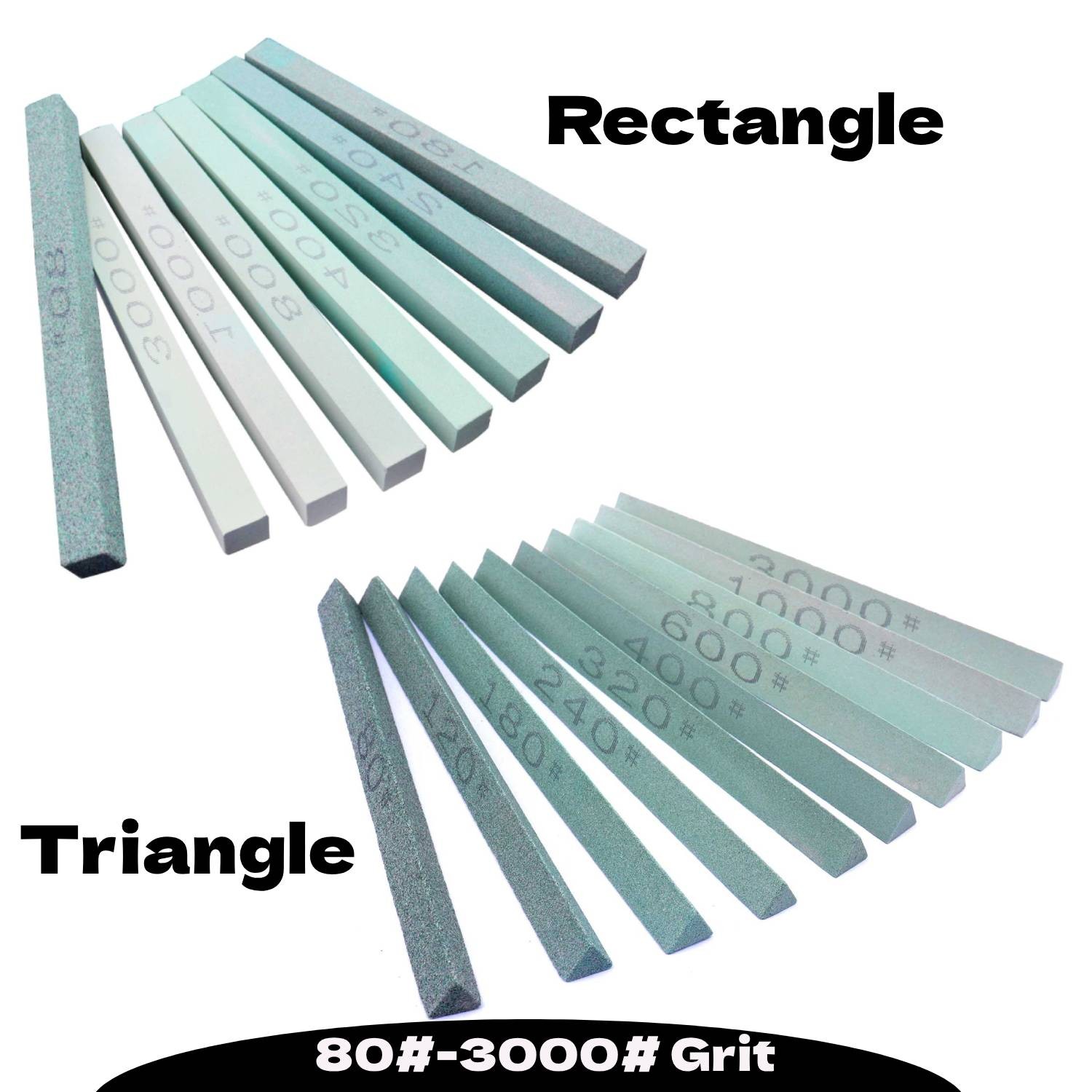 Triangular & Rectangular Sharpening Stone 150mm | 1 or 10-Pack Selectable Grits