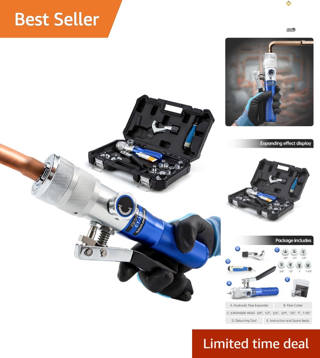 Compact Hydraulic Swaging Tool Kit for Quick Copper Tubing Expansion 3/8"-1-1/8"