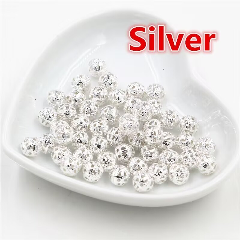 200 Silver Plated Metal Round Filigree Spacer Beads 6mm Jewelry Findings