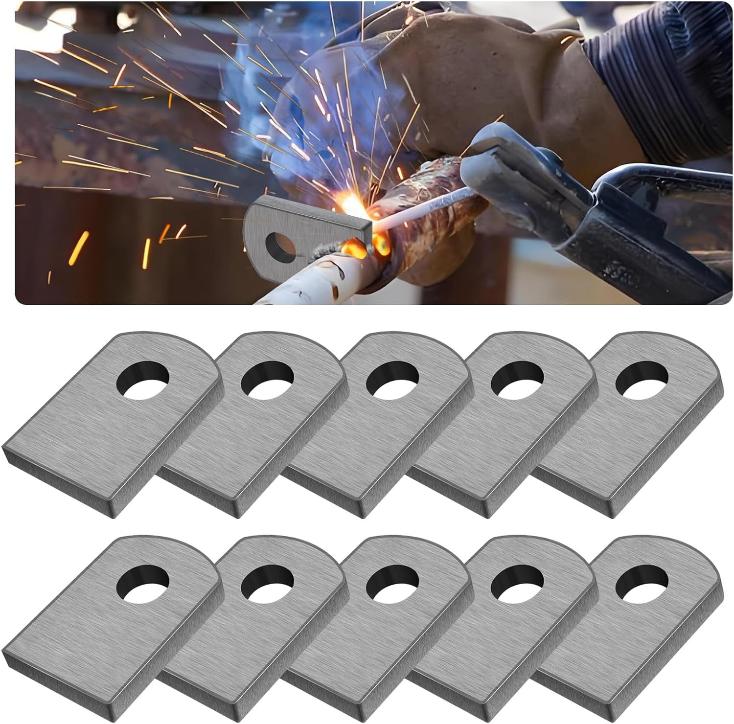 10 Pack Weld On Tabs 3/8 Inch Hole Steel Mounting Brackets for Go Karts Trailers