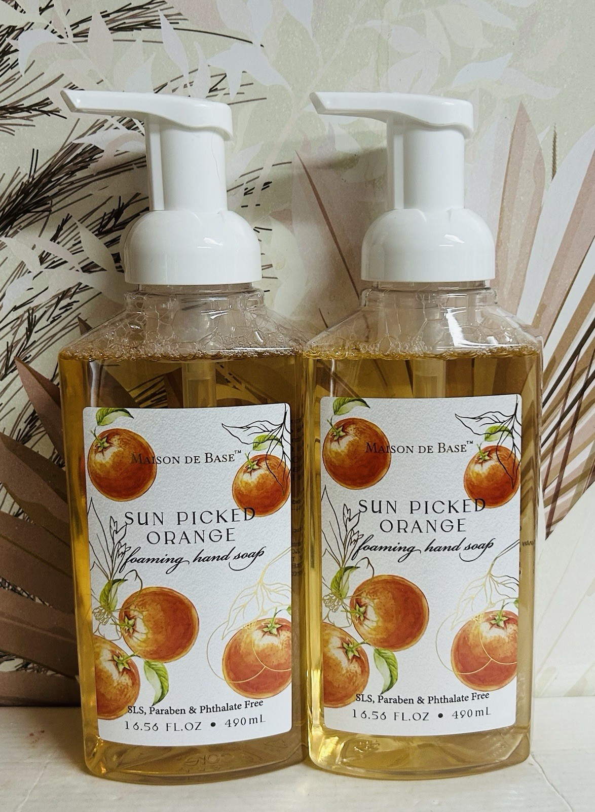 2-Pack Maison De Base ~ Sun Picked Orange Foaming Hand Soap 16.56 fl oz Each