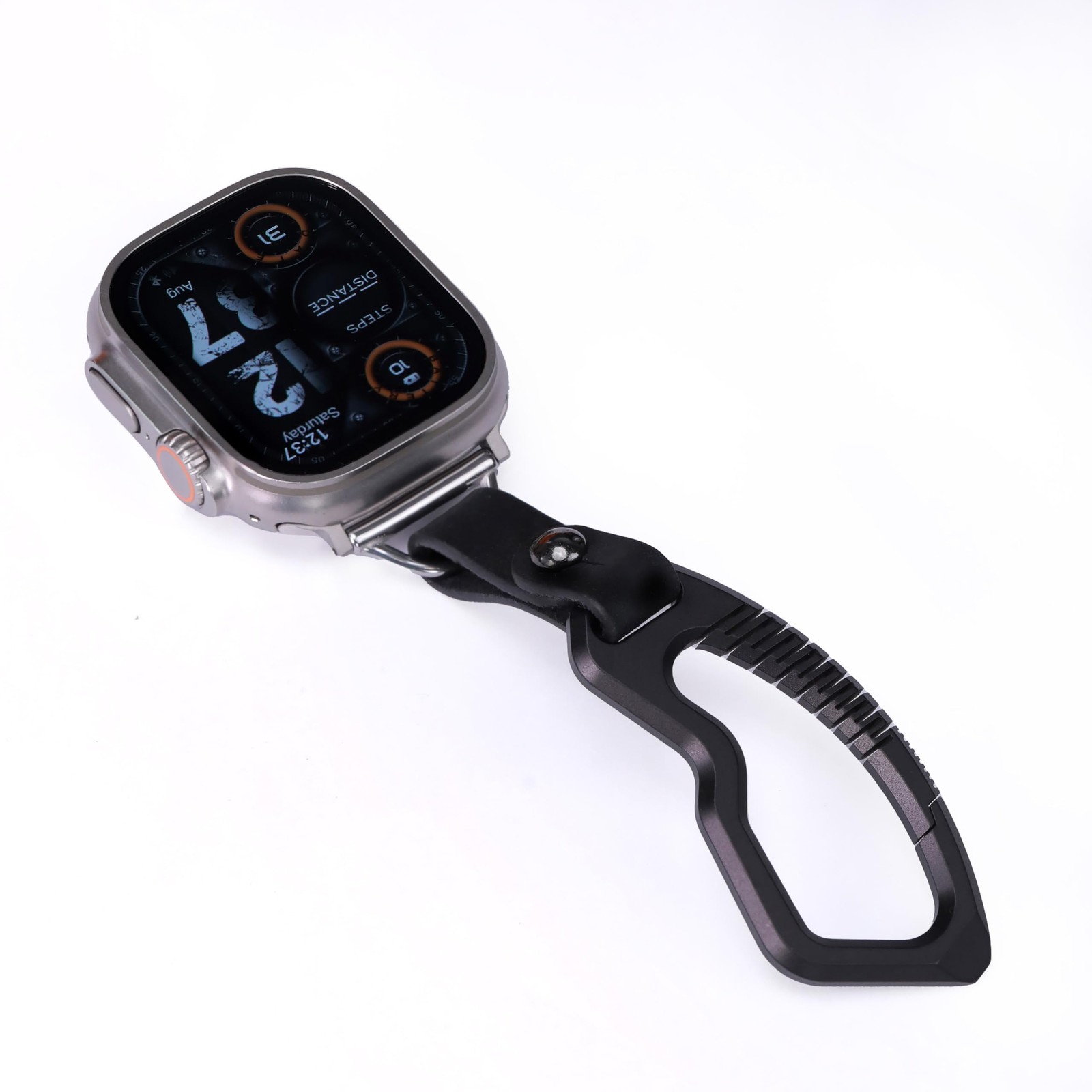 Titanium Leather fob strap Keychain Clip Finder Tracker for Apple Watch123456...