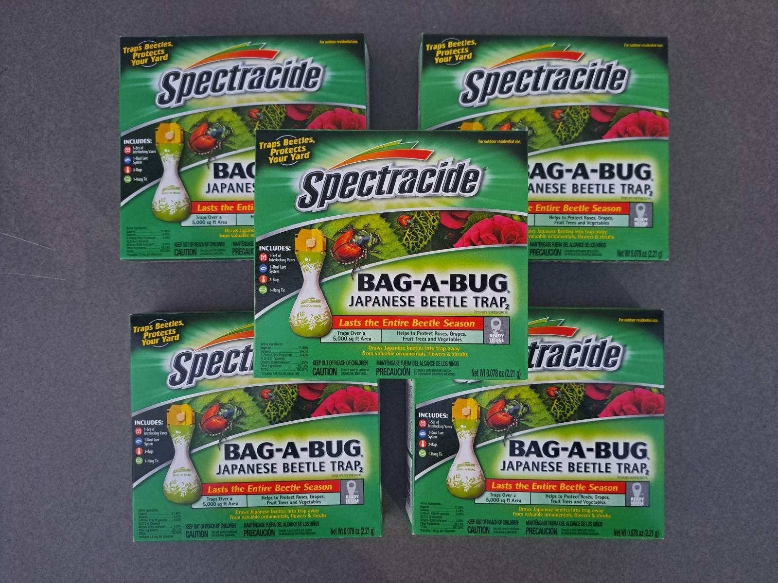 Lot of 5 Spectracide Bag A Bug Japanese Beetle Trap, Traps Beetles Protects Yard