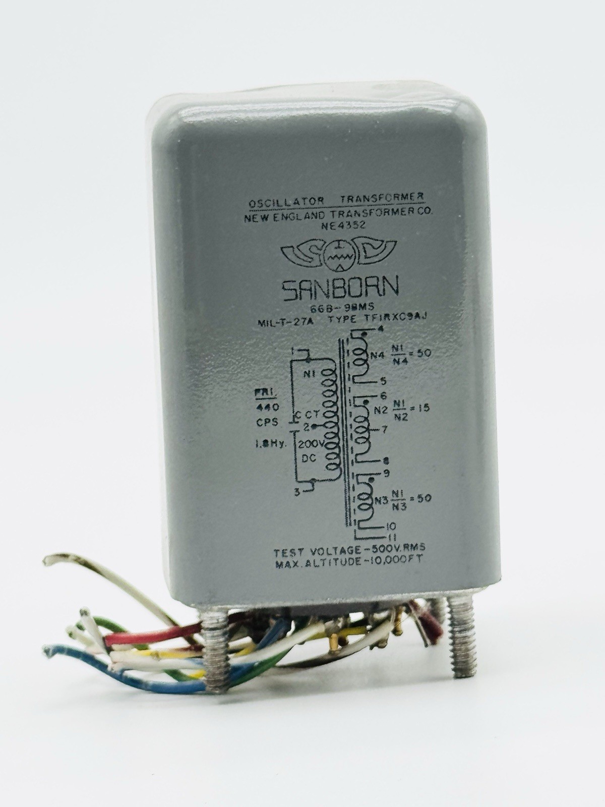 Vintage Sanborn NE4352 668-98MS Oscillator Transformer Military Grade J5