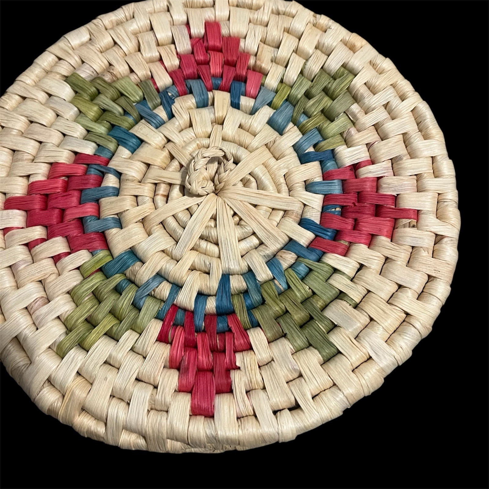Coiled Woven Lidded Round Basket Pre-Owned.