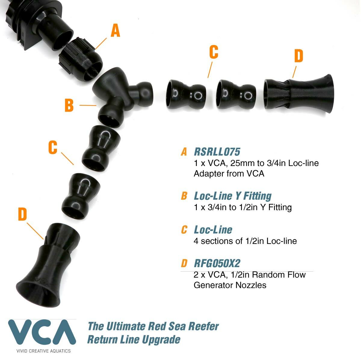 VCA Random Flow Generator Kit 3/4inch 25mm Upgrade RedSea Reefer etc.
