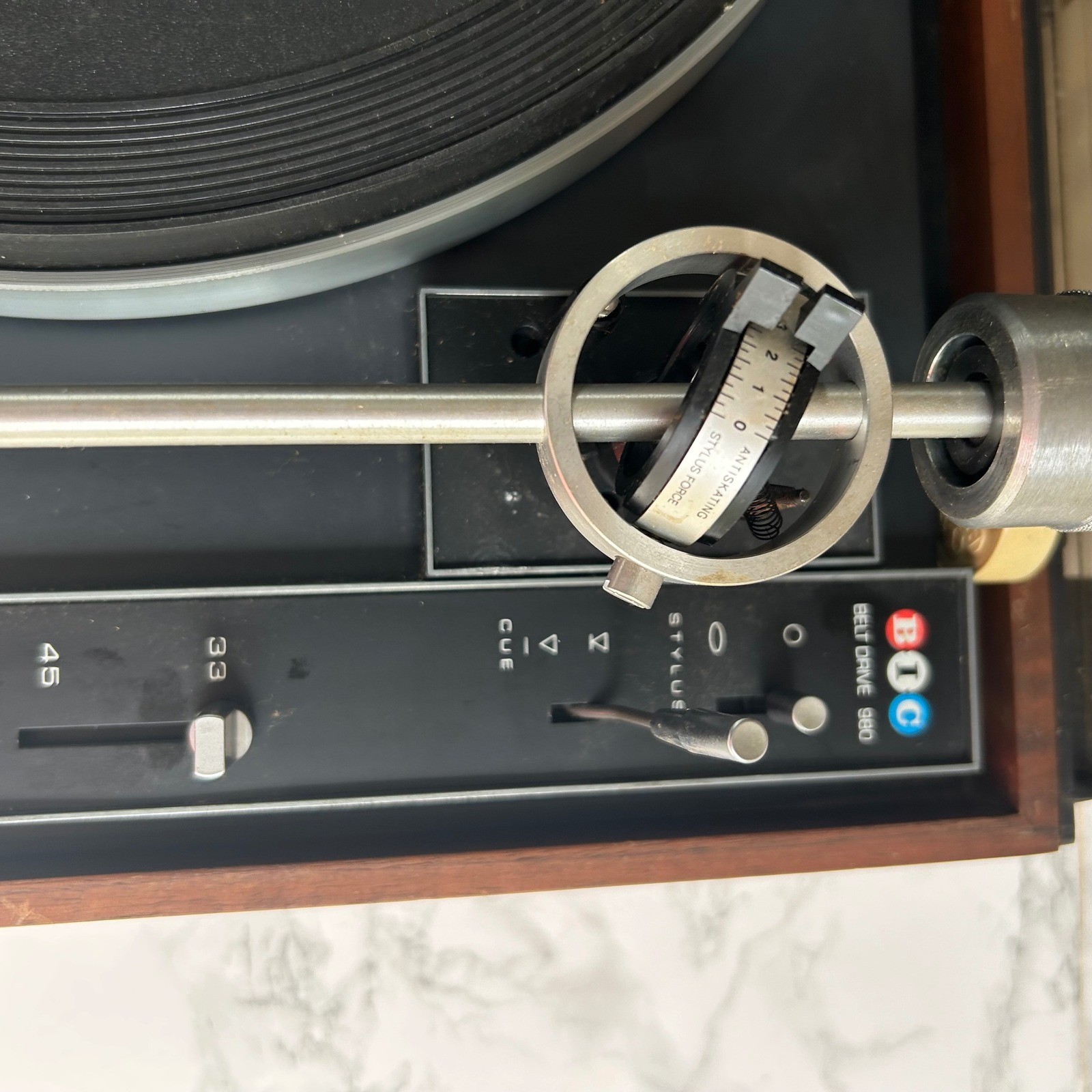 BIC 980 Belt Drive Turntable Vintage Record Player with Grado DJ Cartridge Wood
