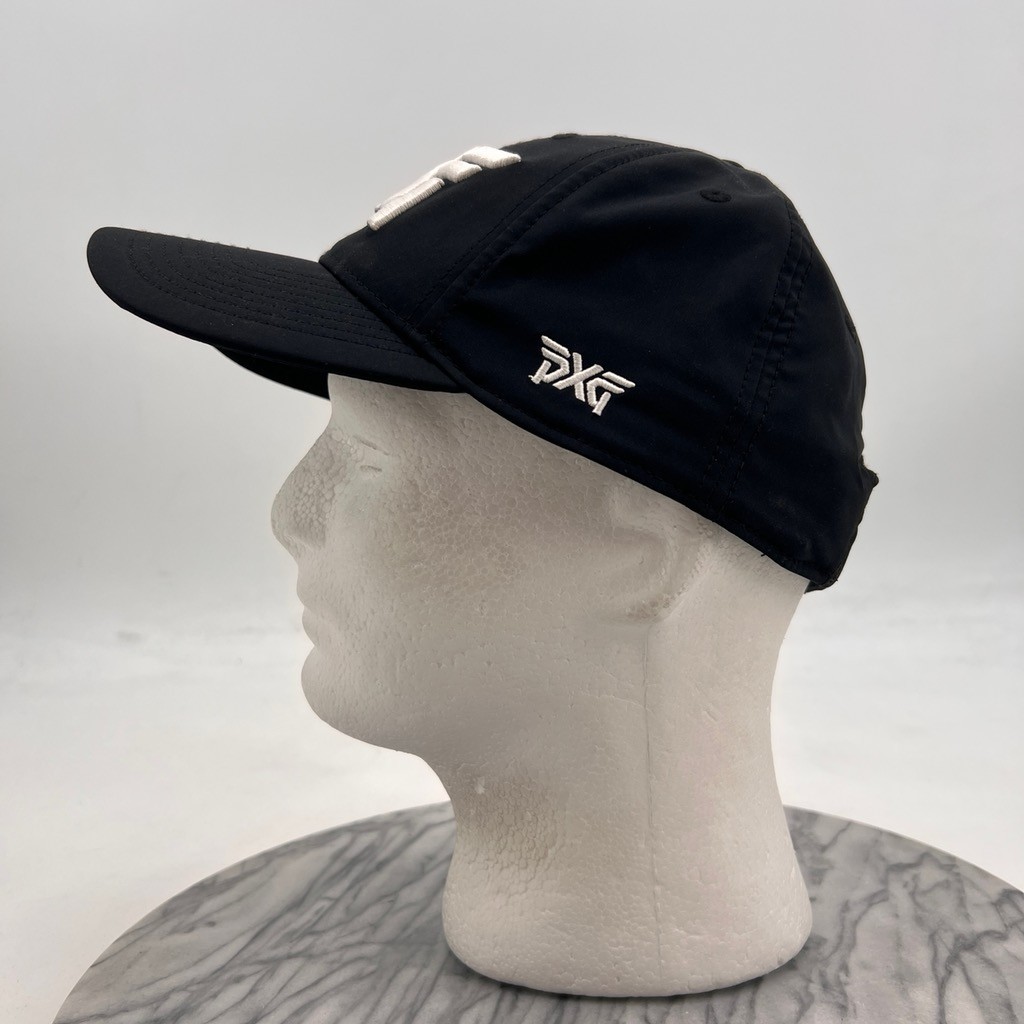 PXG Hat Mens One Size Black Strapback Adjustable Stretch Embossed Logo Golf Cap